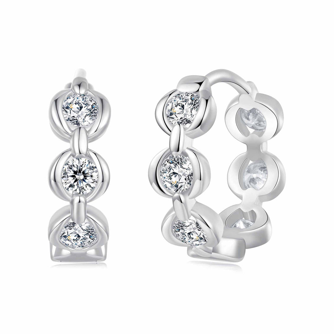 925 Sterling Silver 0.25 Carat Moissanite Hoop Earrings for Women