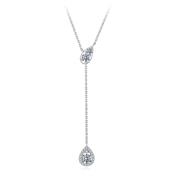 925 Sterling Silver Moissanite Necklace with 3 Stone Sizes for Women