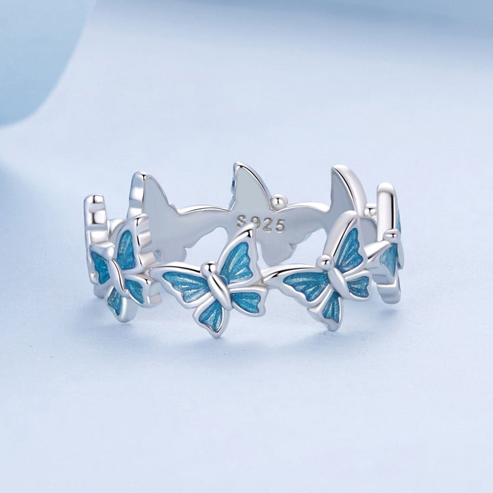 925 Sterling Silver Enamel Ring Size 6 for Women