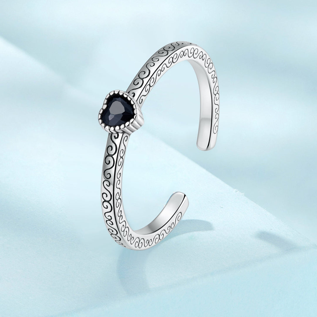 925 Sterling Silver Oxidized CZ Pavé Ring for Women