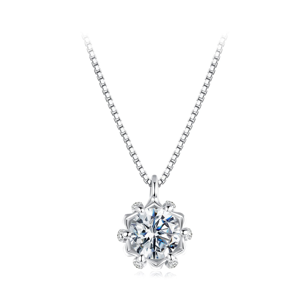 925 Sterling Silver Moissanite &amp; CZ Pavé Necklace - 40+5cm for Women