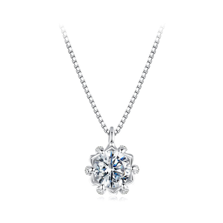 925 Sterling Silver Moissanite &amp; CZ Pavé Necklace - 40+5cm for Women
