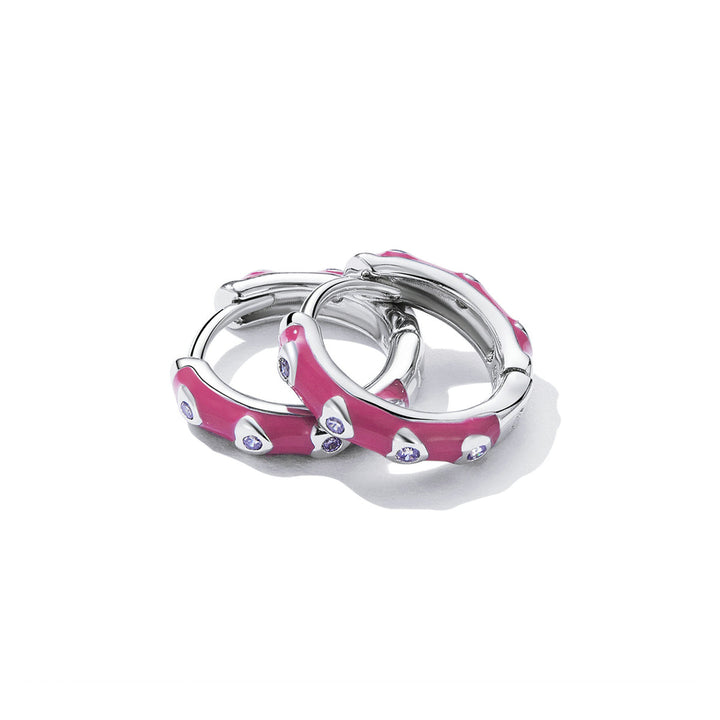 925 Sterling Silver Enamel CZ Earrings for Women, 1.2*0.3cm, Platinum Plated