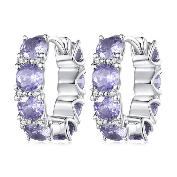 925 Sterling Silver Earrings with Pavé Setting and Plated Platinum for Women