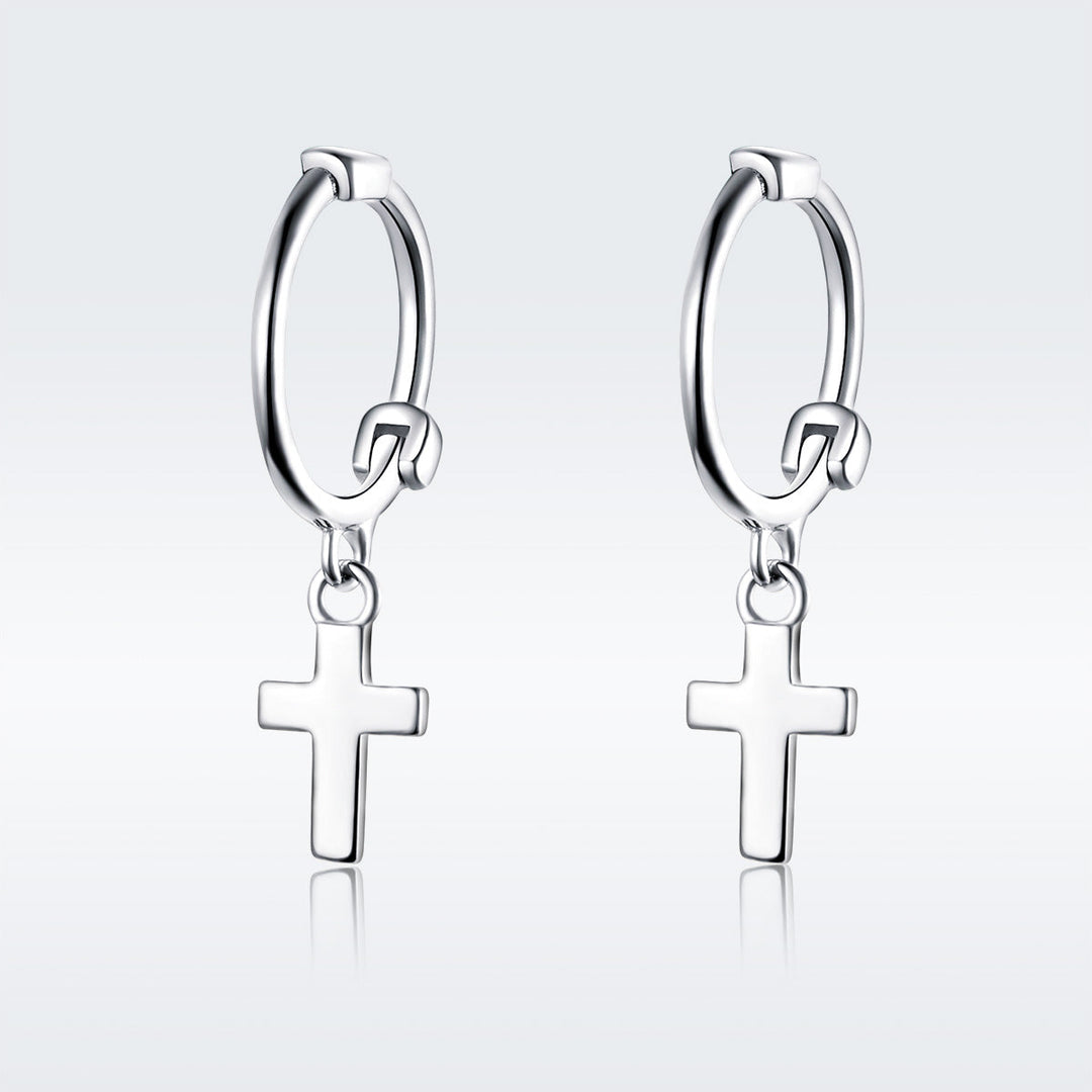 925 Sterling Silver Earrings Plated Platinum 1.9*0.5cm for Women