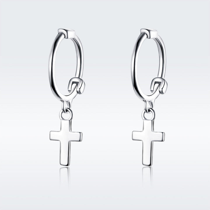 925 Sterling Silver Earrings Plated Platinum 1.9*0.5cm for Women