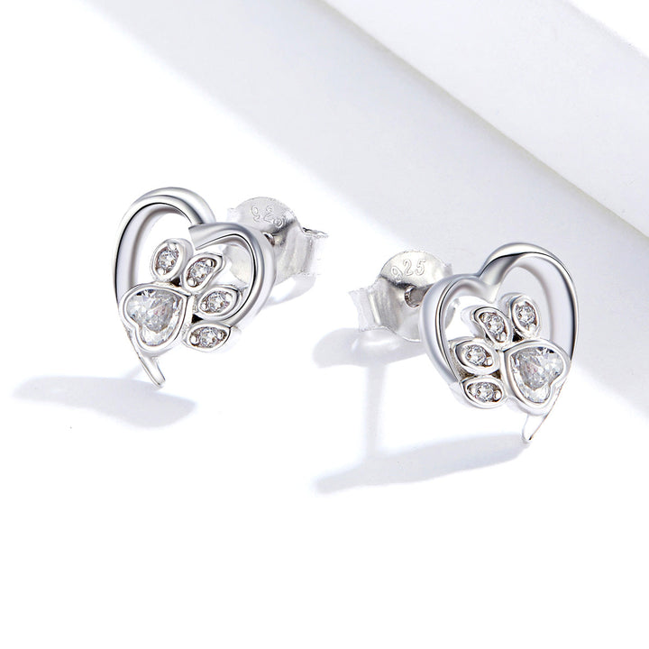 925 Sterling Silver Earrings with Pavé Setting CZ, 0.9cm for Women
