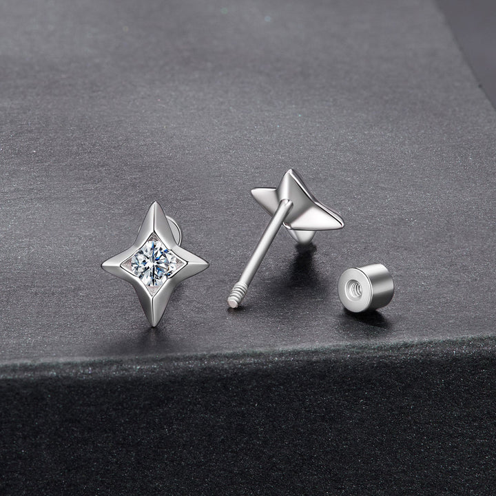 925 Sterling Silver Moissanite Earrings 0.8cm for Women