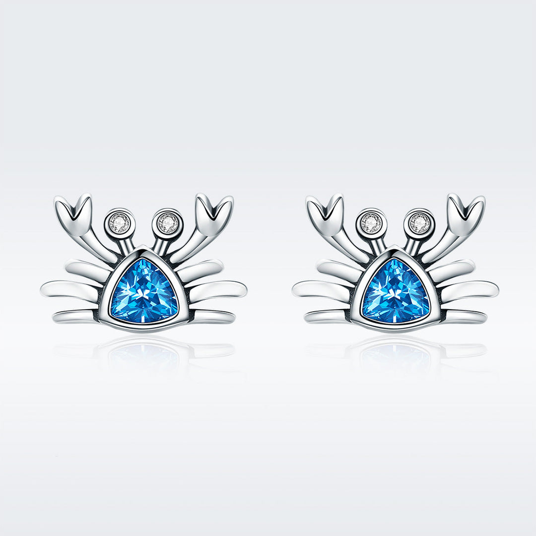 925 Sterling Silver Oxidized CZ Earrings 0.7cm x 1cm for Women