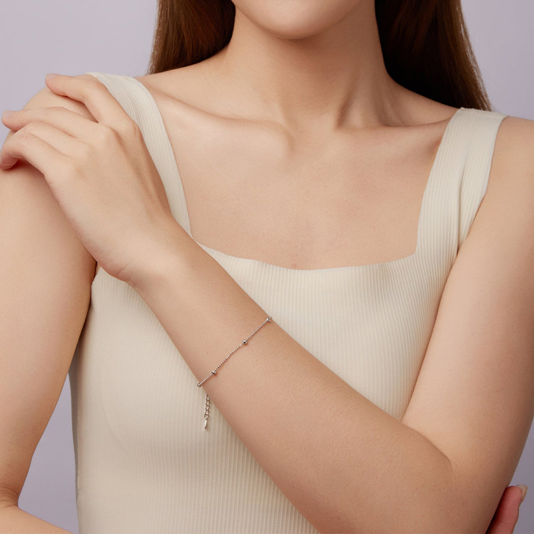 925 Sterling Silver &amp; Plated White Gold Bracelet with Adjustable Length