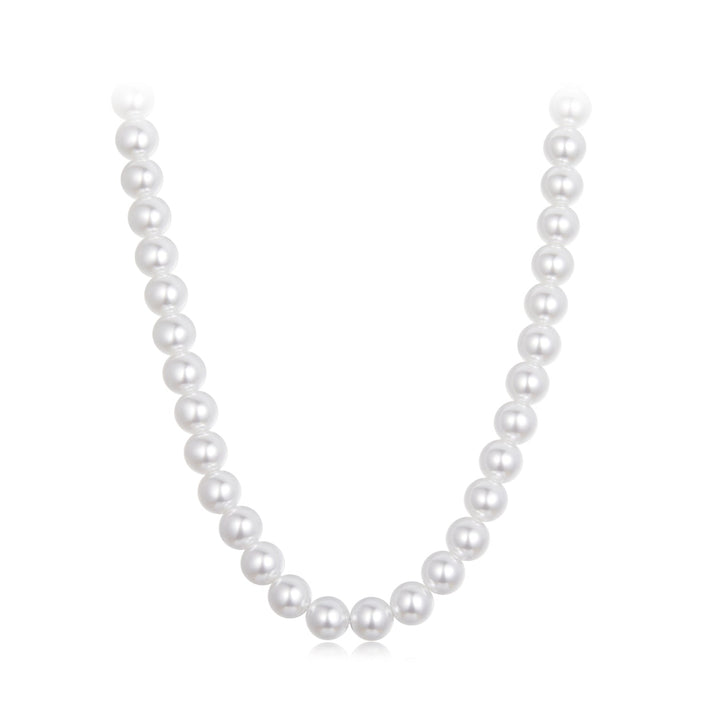 925 Sterling Silver White Gold Plated 39-45.5cm Quality Shell Pearl Necklace for Women