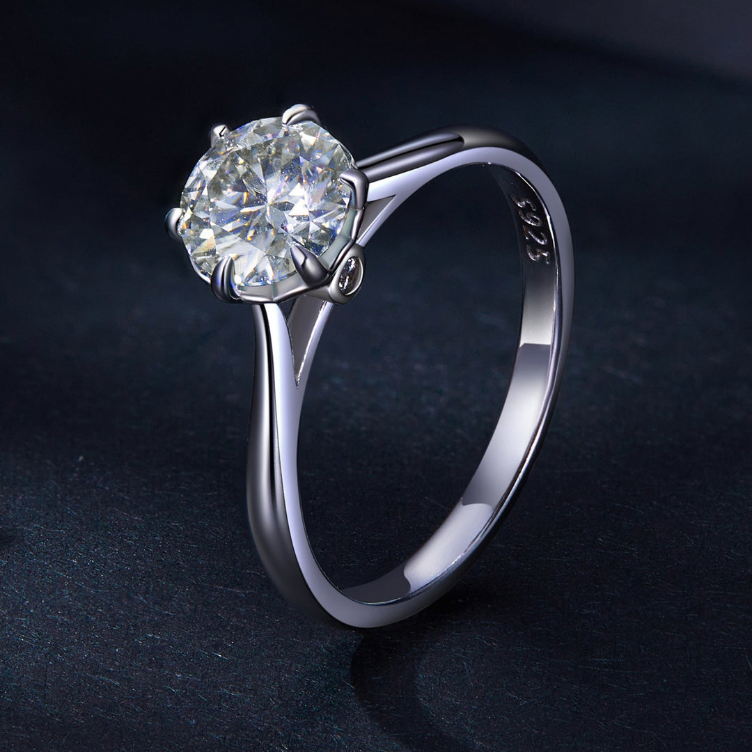 925 Sterling Silver Moissanite 1 Carat Ring Size 6 for Women