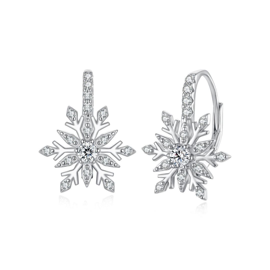 925 Sterling Silver Earrings with Pavé Setting CZ in White Gold for Women