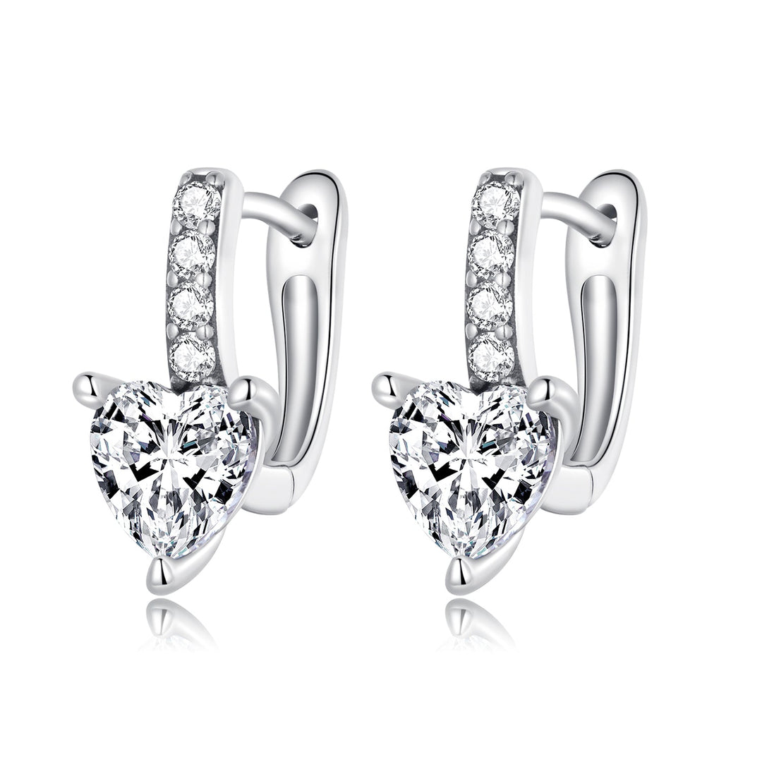 925 Sterling Silver Oxidized Earrings with CZ for Women - 1.7x0.7cm