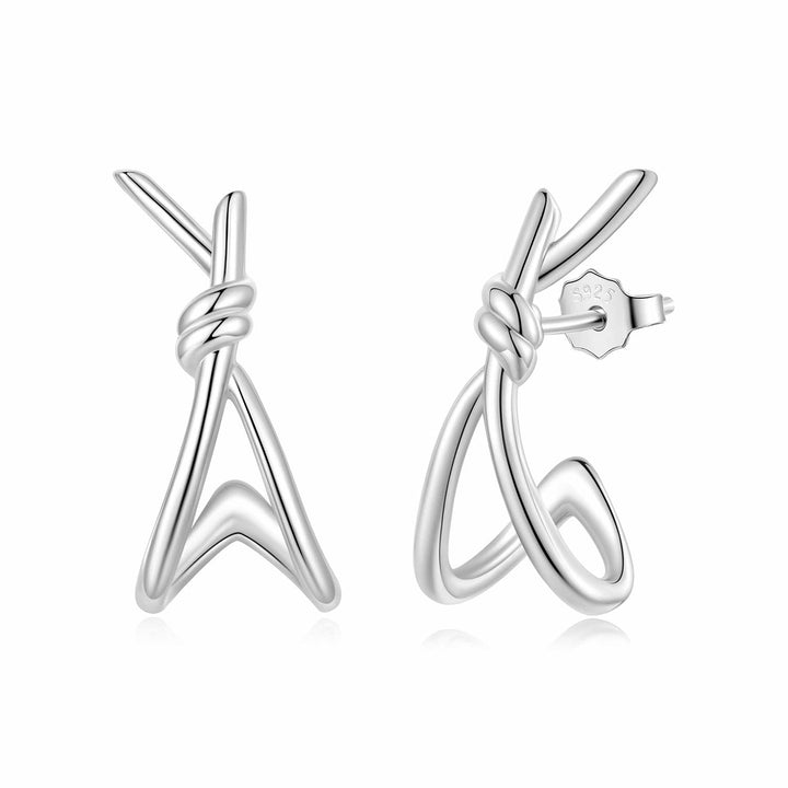 925 Sterling Silver Earrings for Women - Size 2.0*0.8 cm - Plated White Gold