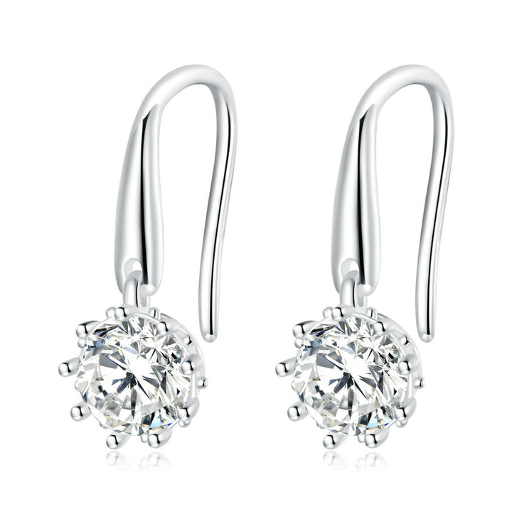 925 Sterling Silver Earrings with Pavé Setting and Platinum Plating