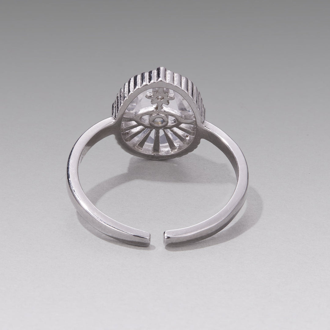 925 Sterling Silver Ring with Transparent Glass &amp; Nano Opal, Width 0.18cm, Style E, for Women