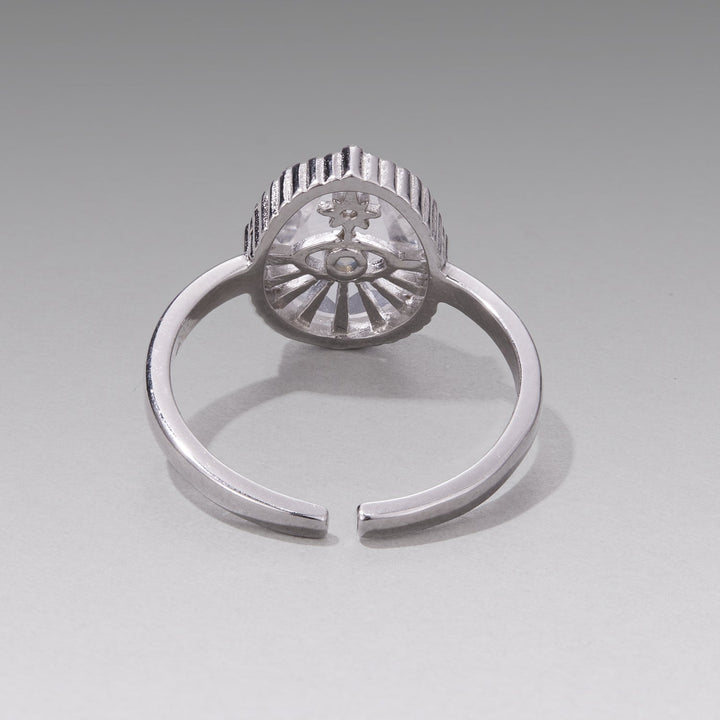 925 Sterling Silver Ring with Transparent Glass &amp; Nano Opal, Width 0.18cm, Style E, for Women