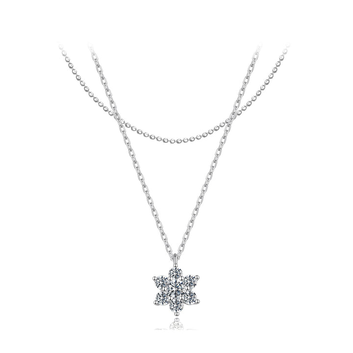925 Sterling Silver 0.06 Carat &amp; 0.20 Carat Moissanite Necklace with White Gold Plating for Women