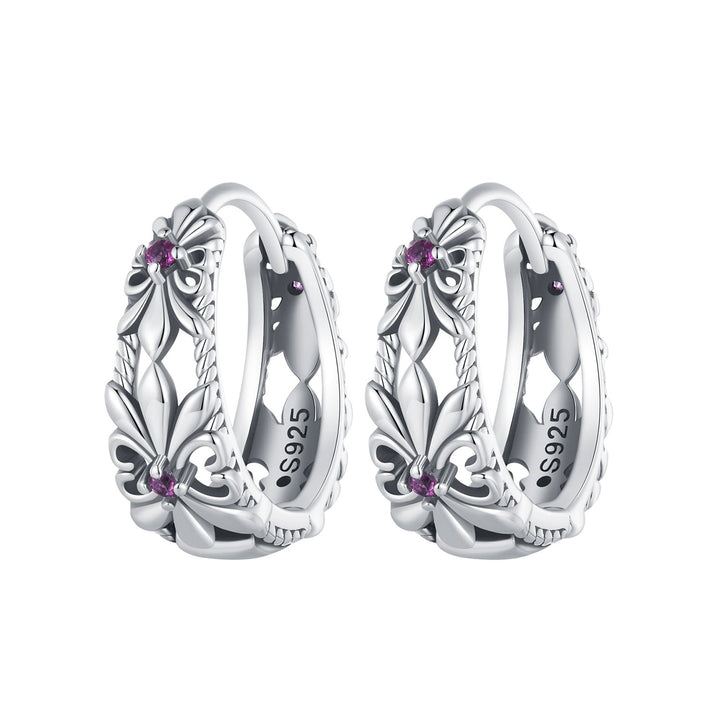 925 Sterling Silver Earrings with Pavé Setting and Oxidized Finish
