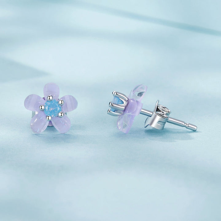925 Sterling Silver Opal 8mm Earrings for Women