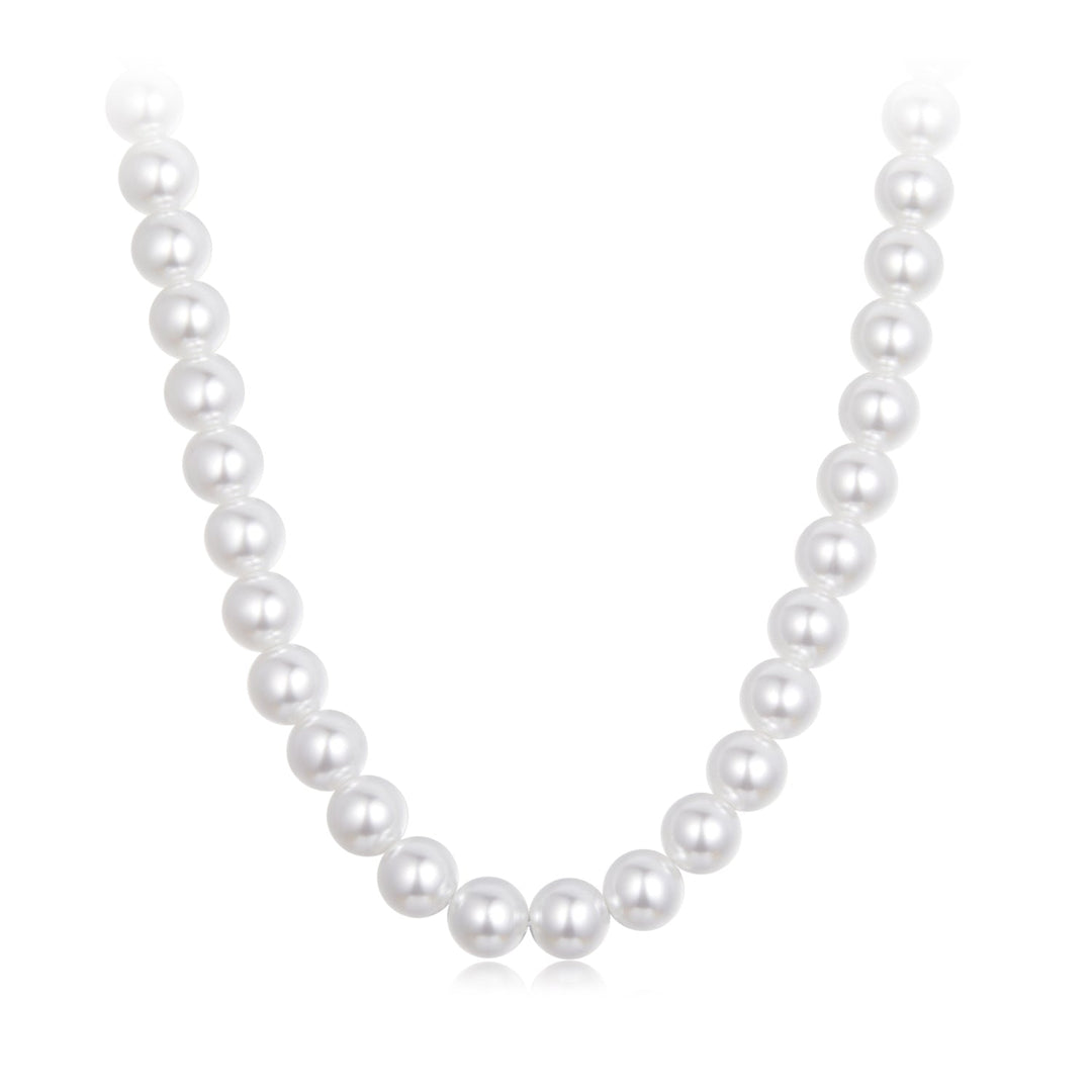 925 Sterling Silver White Gold Plated 39-45.5cm Quality Shell Pearl Necklace for Women