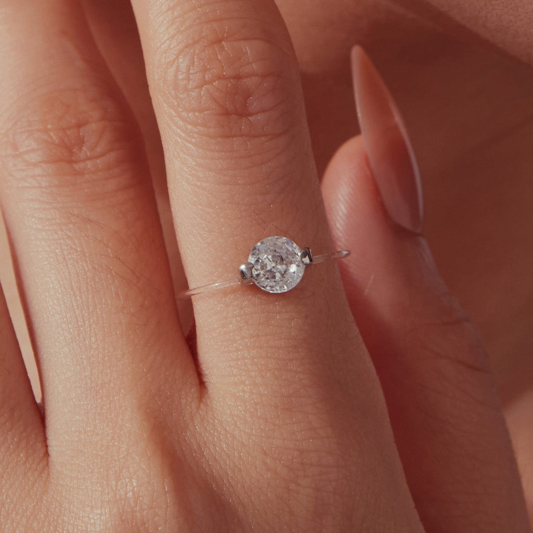925 Sterling Silver White Gold Plated CZ Ring Size 6 for Women