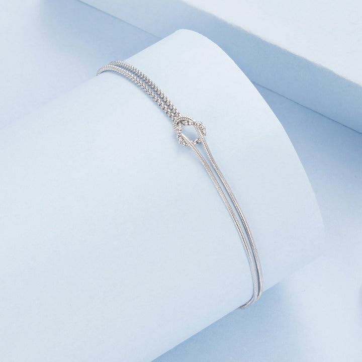 925 Sterling Silver &amp; Plated White Gold Bracelet for Women