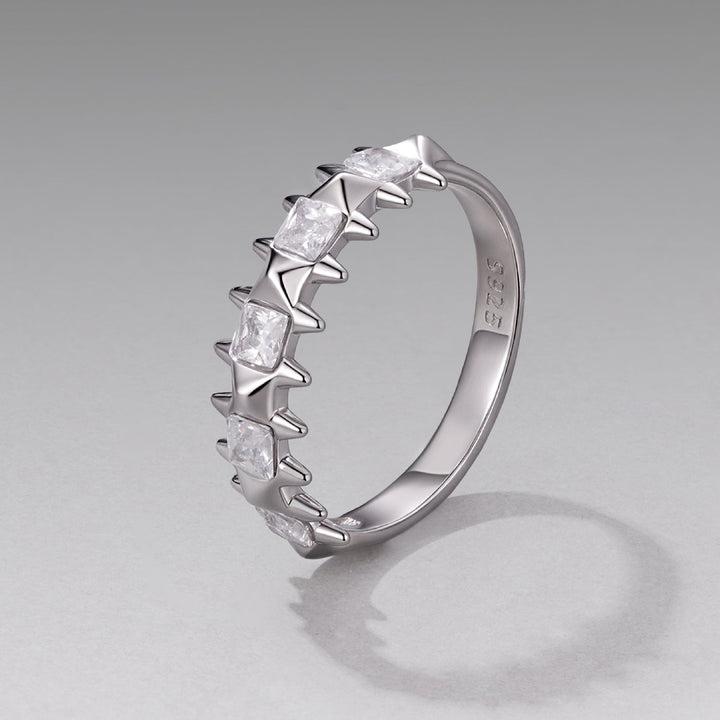 925 Sterling Silver 0.24cm White Gold Plated Ring with CZ for Women Size 6