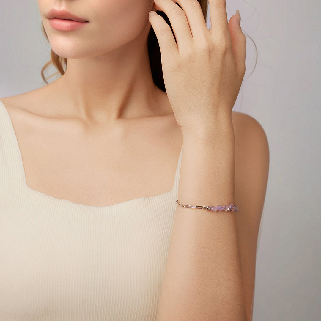 925 Sterling Silver &amp; White Gold Plated Crystal Bracelet 16+5cm for Women
