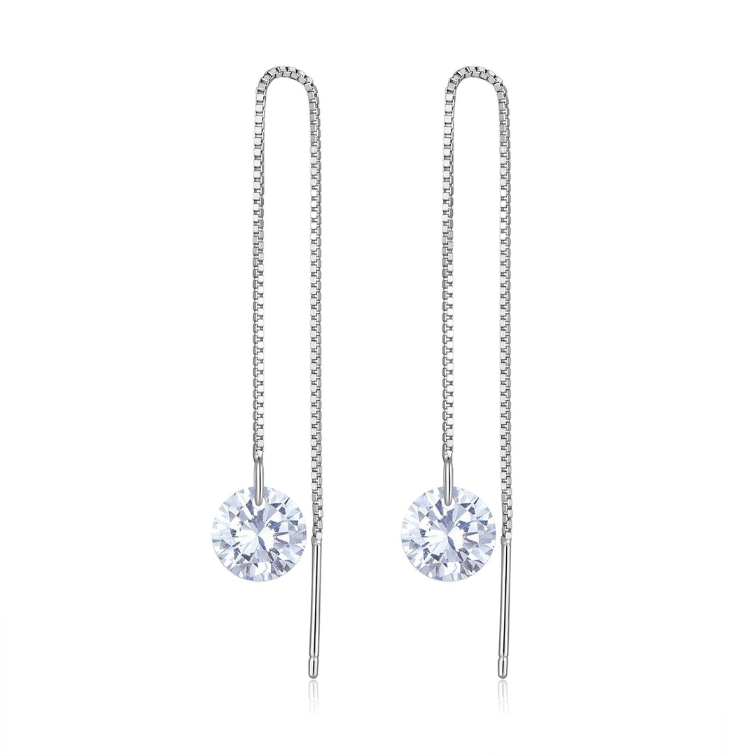 925 Sterling Silver Earrings with 0.8cm Main Stone and CZ for Women