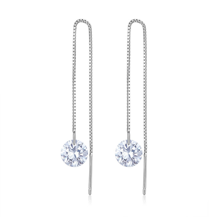 925 Sterling Silver Earrings with 0.8cm Main Stone and CZ for Women