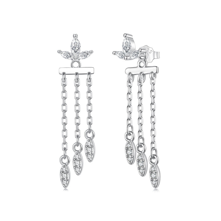 925 Sterling Silver Earrings with White Gold Plating and CZ