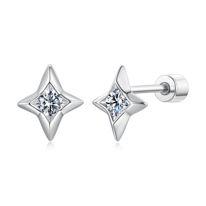 925 Sterling Silver Moissanite Earrings 0.8cm for Women