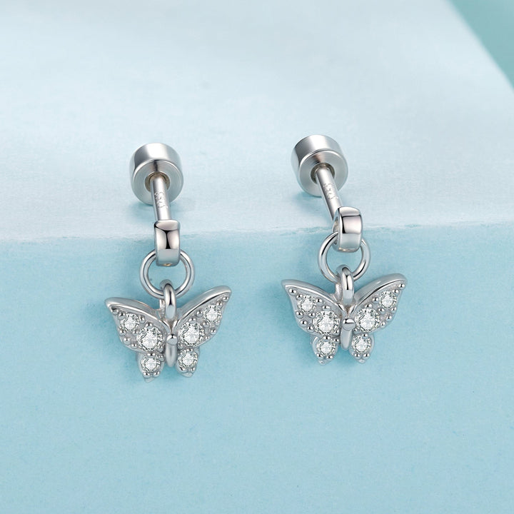925 Sterling Silver White Gold Plated Earrings with CZ