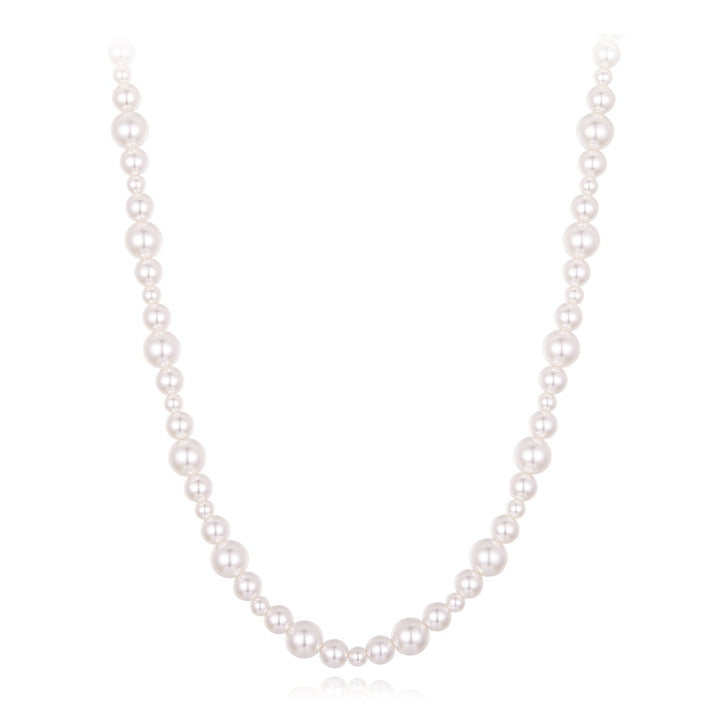 925 Sterling Silver White Gold Plated Necklace with Synthetic Pearls for Women
