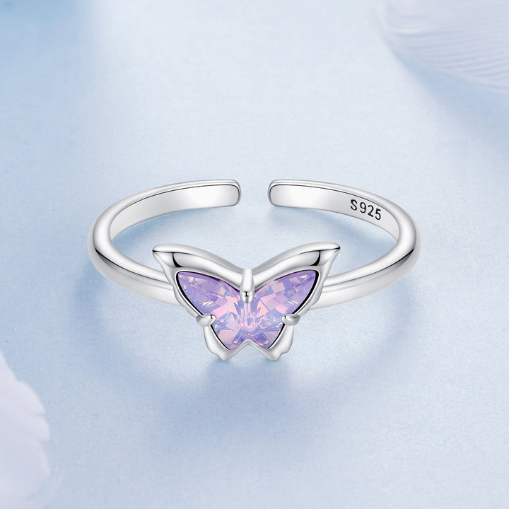 925 Sterling Silver Transparent Glass Pendant Rings for Women
