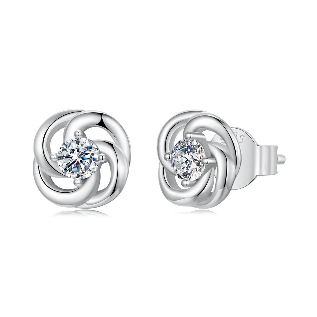 925 Sterling Silver Moissanite Earrings, 0.3cm, White Gold Plated, for Women