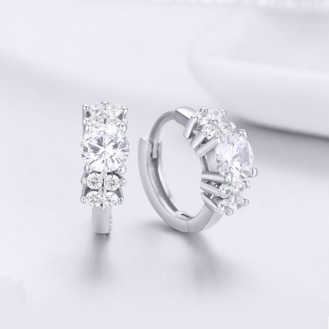 925 Sterling Silver Earrings with Pavé Setting and CZ Stone for Women