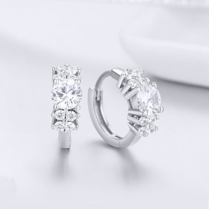 925 Sterling Silver Earrings with Pavé Setting and CZ Stone for Women