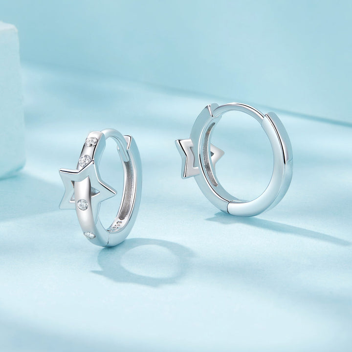 925 Sterling Silver &amp; White Gold Earrings with Pavé Setting CZ - 12x6mm for Women