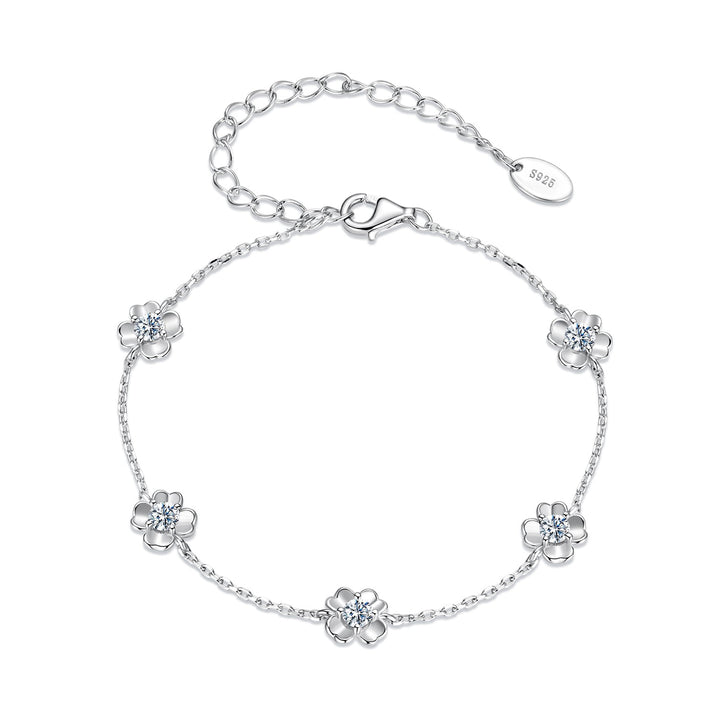 925 Sterling Silver 0.1 Carat Moissanite Bracelet for Women