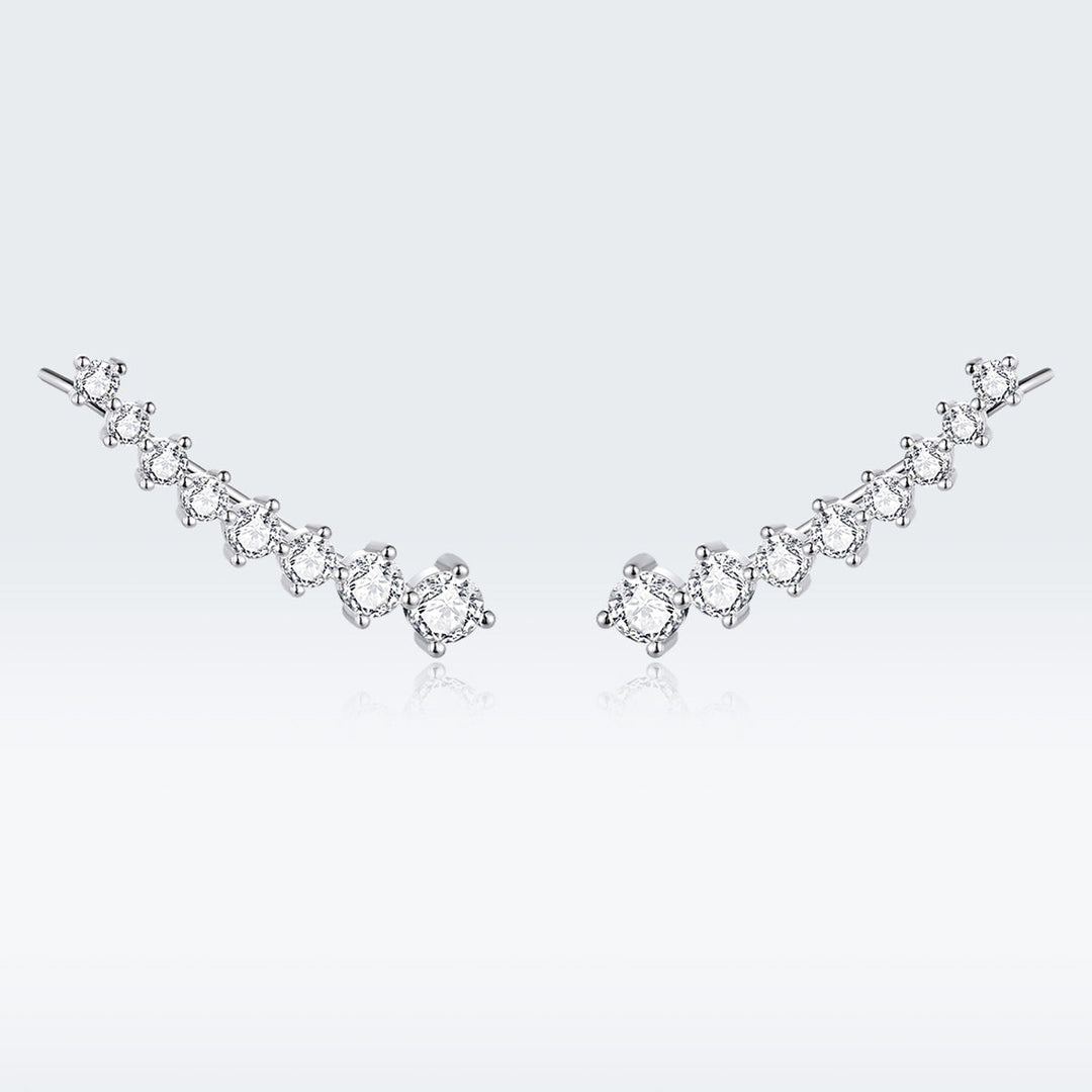 925 Sterling Silver Earrings with Pavé Setting CZ - 2.9*0.7cm