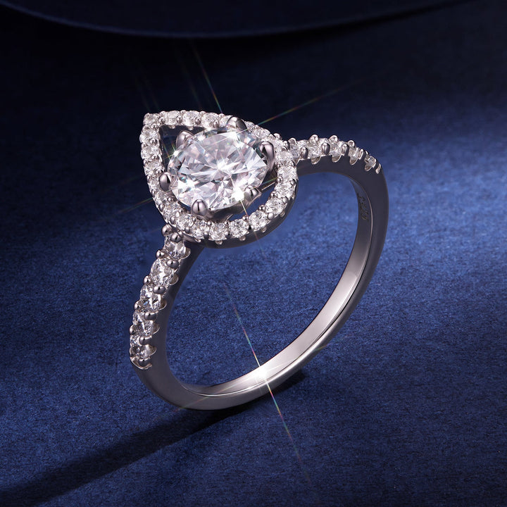 925 Sterling Silver Moissanite 1 Carat Pendant Ring Size 6 for Women