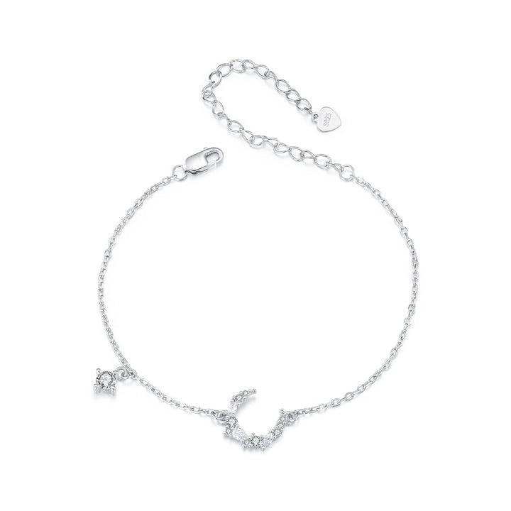 925 Sterling Silver CZ Bracelet with White Gold Plating, 150mm Length for Women