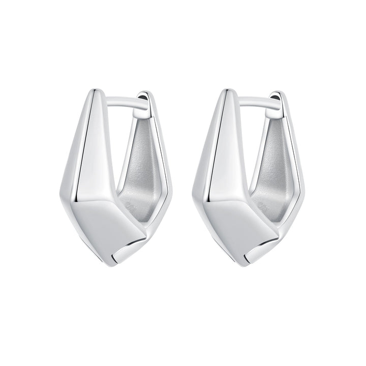 925 Sterling Silver White Gold Plated Earrings 14x6.5mm for Women