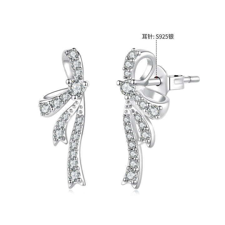 925 Silver White Gold Plated CZ Pavé 1.7 x 0.7 cm Earrings for Women