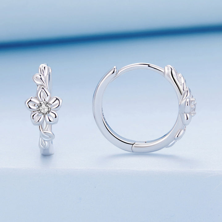 925 Sterling Silver Earrings with Zircon and Platinum Plating