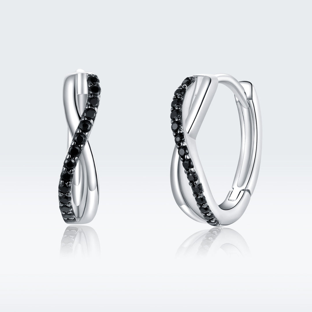 925 Sterling Silver Earrings 1.3*0.4cm with Pavé Setting CZ for Women