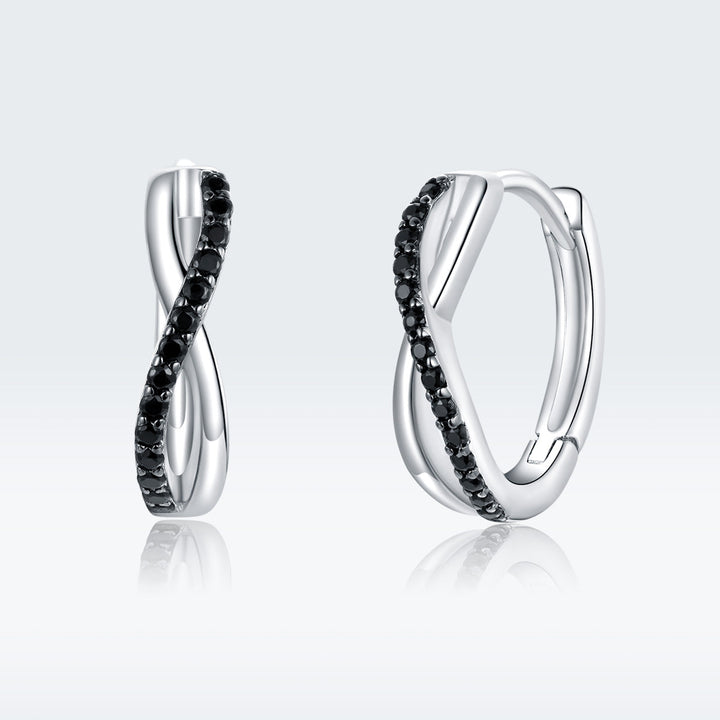 925 Sterling Silver Earrings 1.3*0.4cm with Pavé Setting CZ for Women
